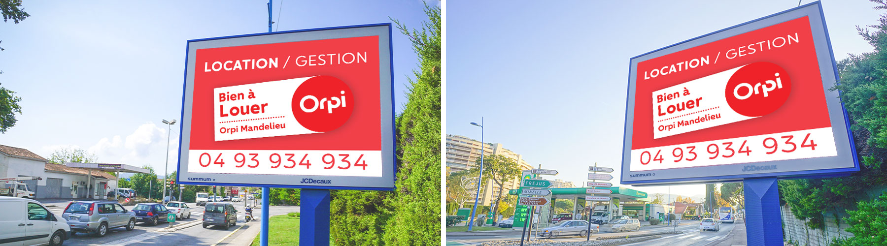 2 panneaux publicitaires Orpi à Mandelieu